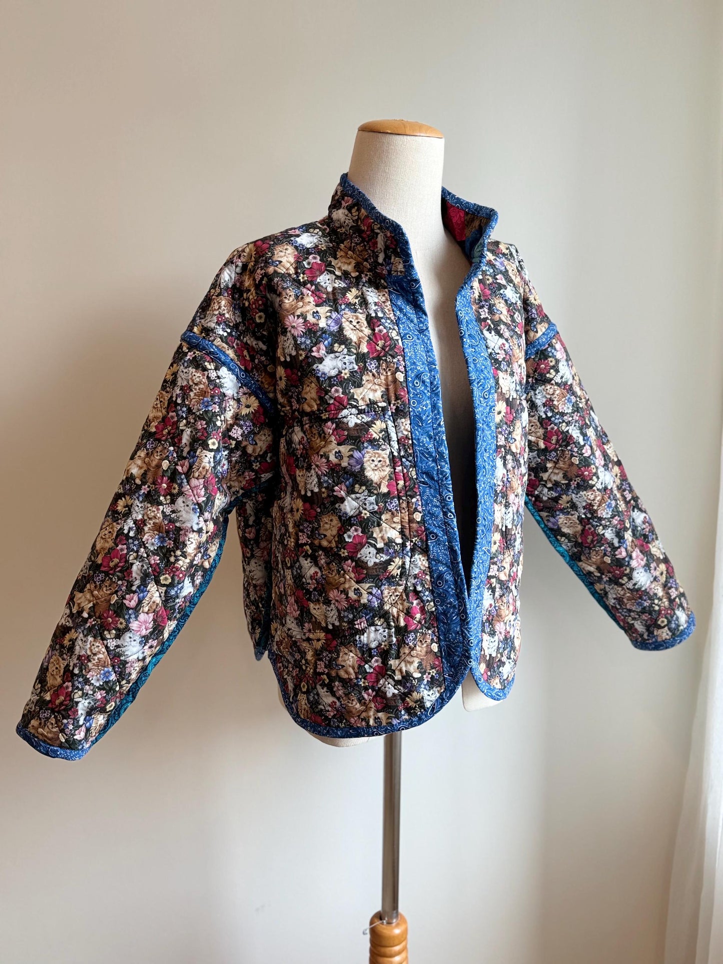 Handmade Reversible Patchwork Quilt Jacket – Geometric Cotton Jacket