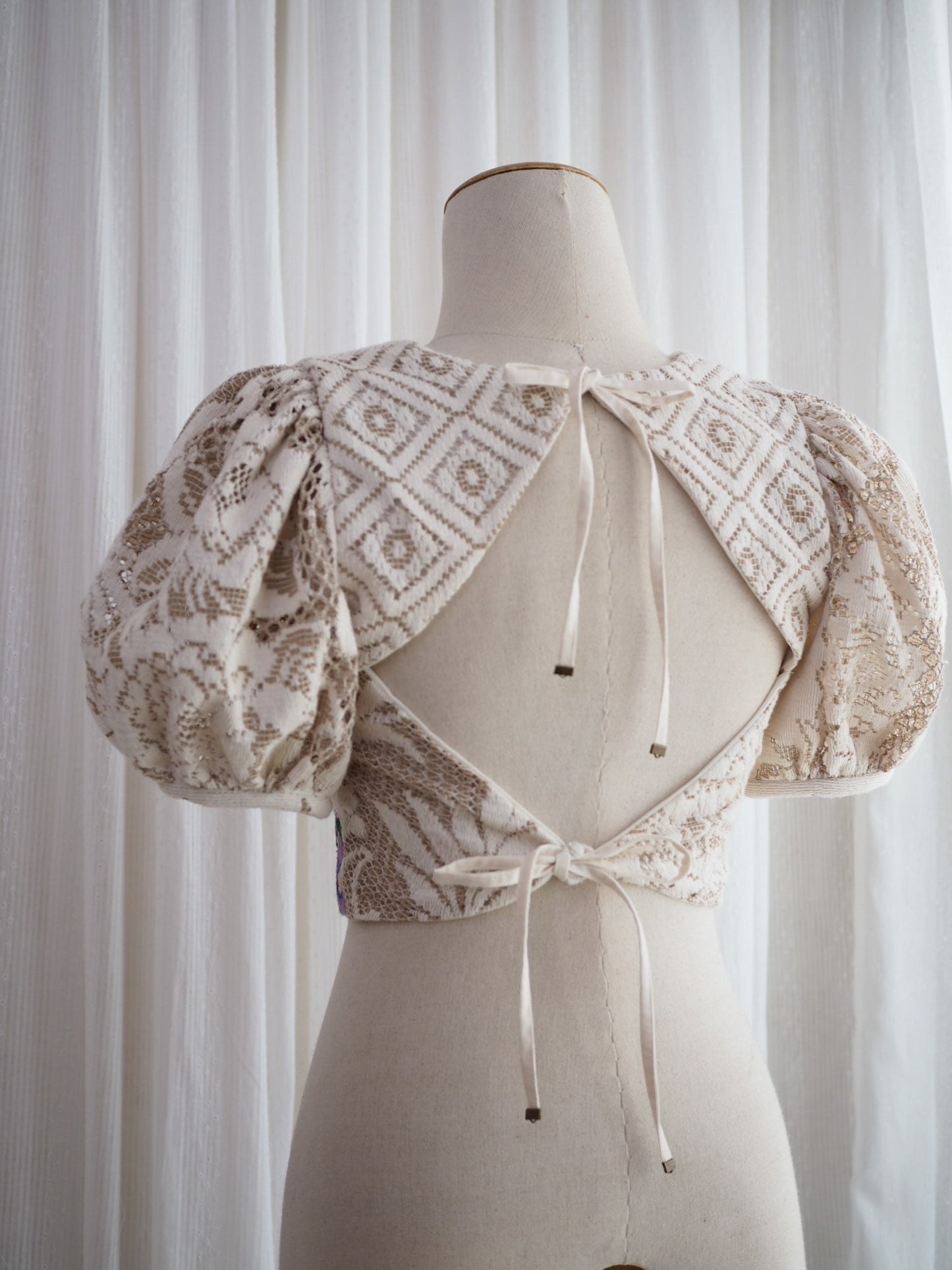 Hungarian-Inspired Embroidered Lace Crop Top – Original Design, One of a Kind