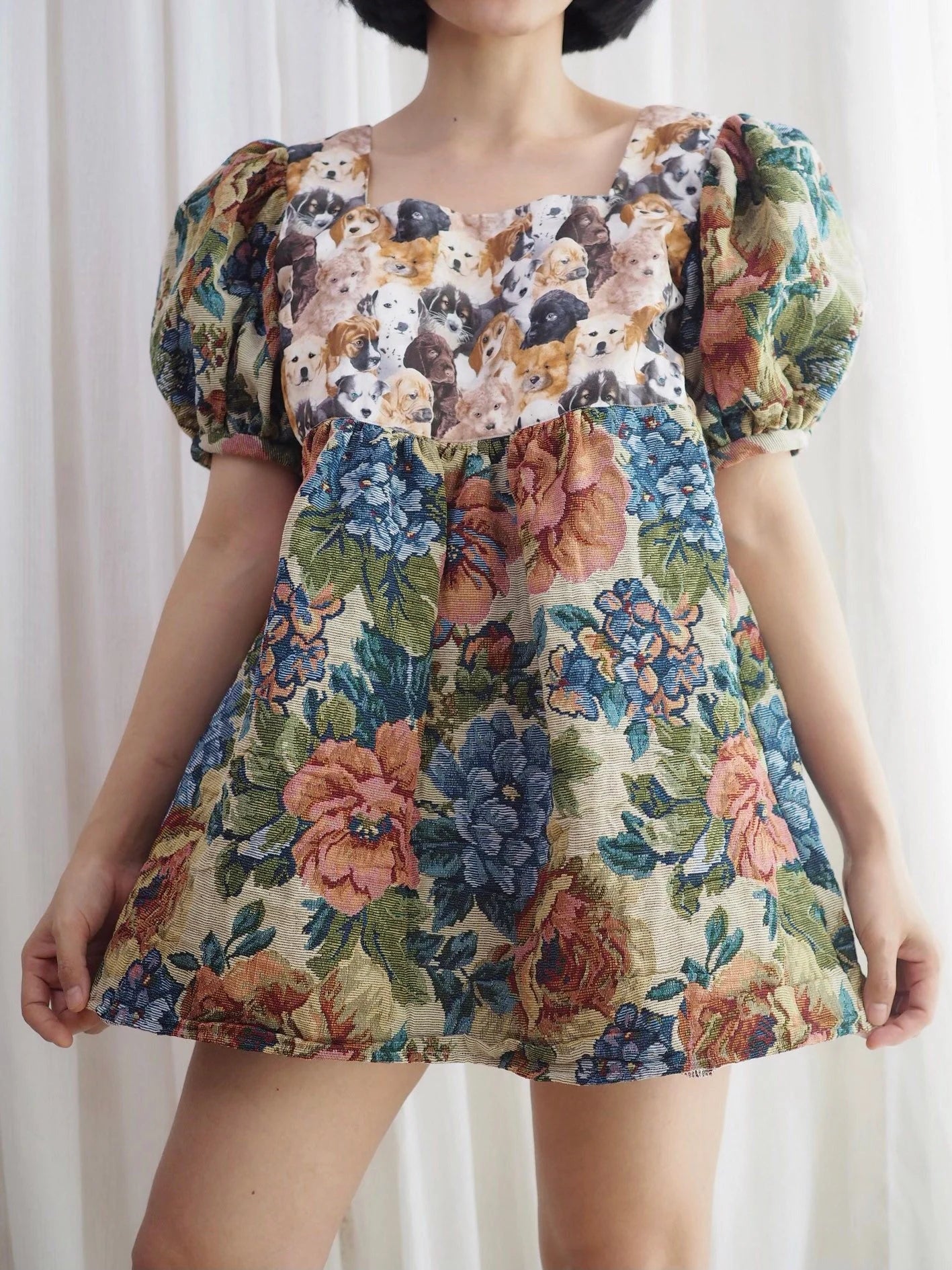 Babydoll dress cute dog pattern dress