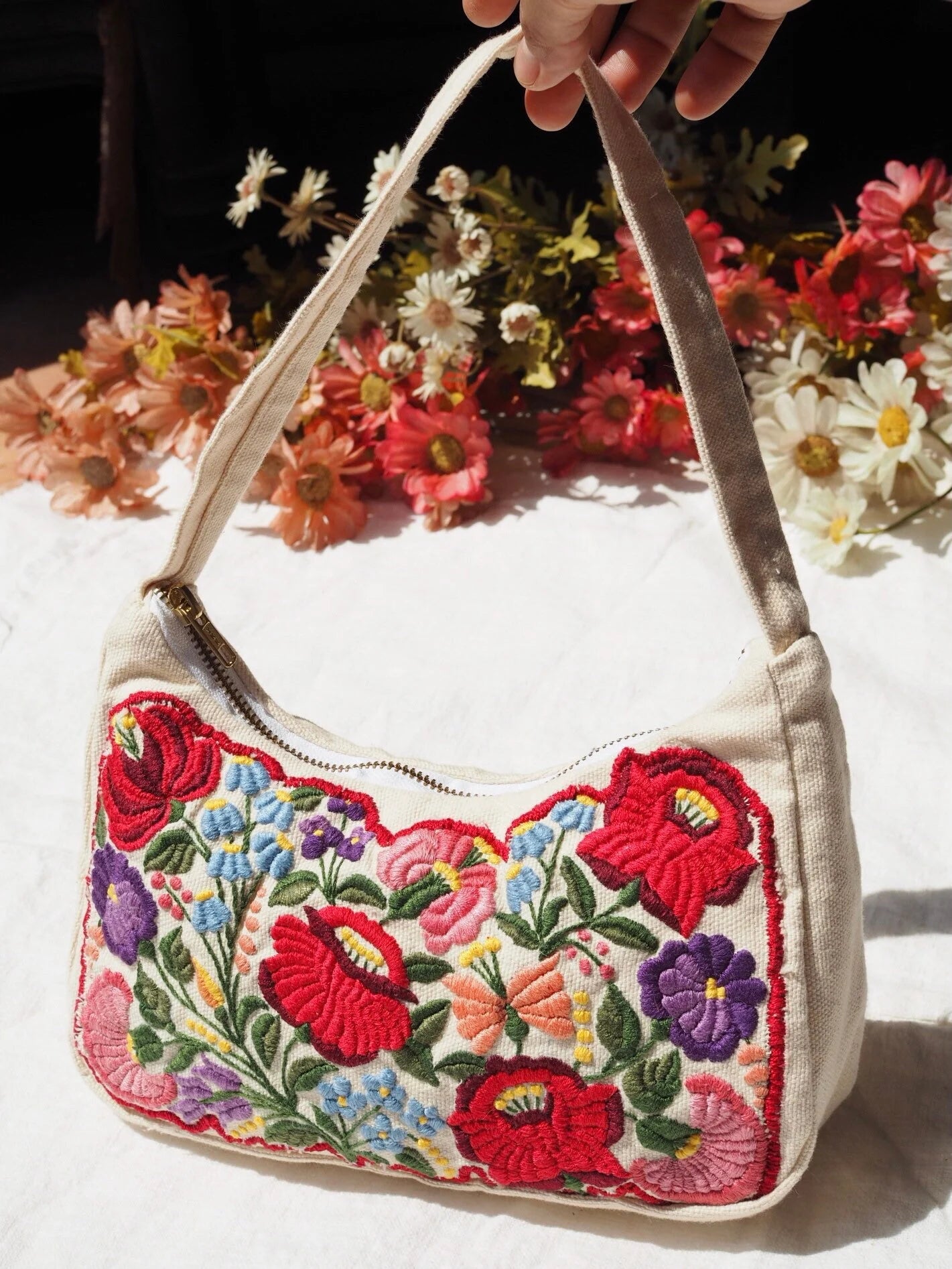 Gabrielle shoulder bag, Kalocsa embroidery Hungarian tradition ,Shoulder Bag