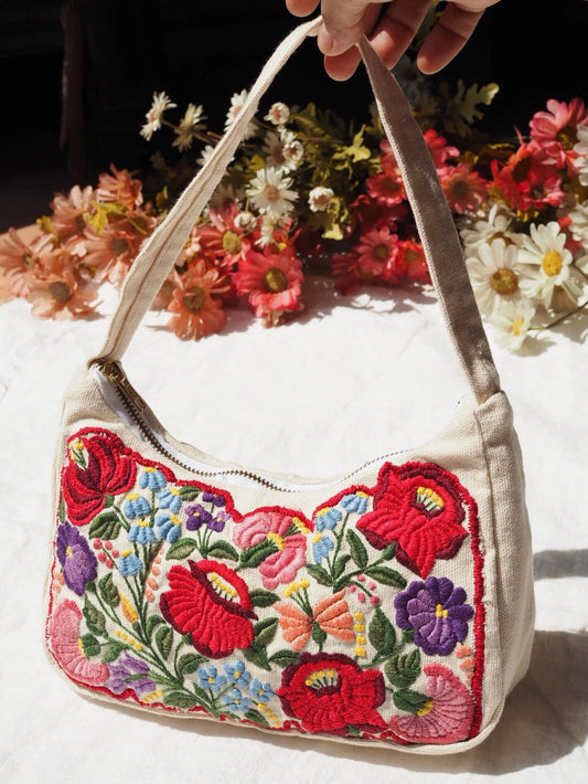 Gabrielle shoulder bag, Kalocsa embroidery Hungarian tradition ,Shoulder Bag